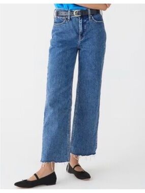 J.Crew Slim Wide-Leg Jean in Beach Way Blue Wash Raw Hem Size 28 EUC
